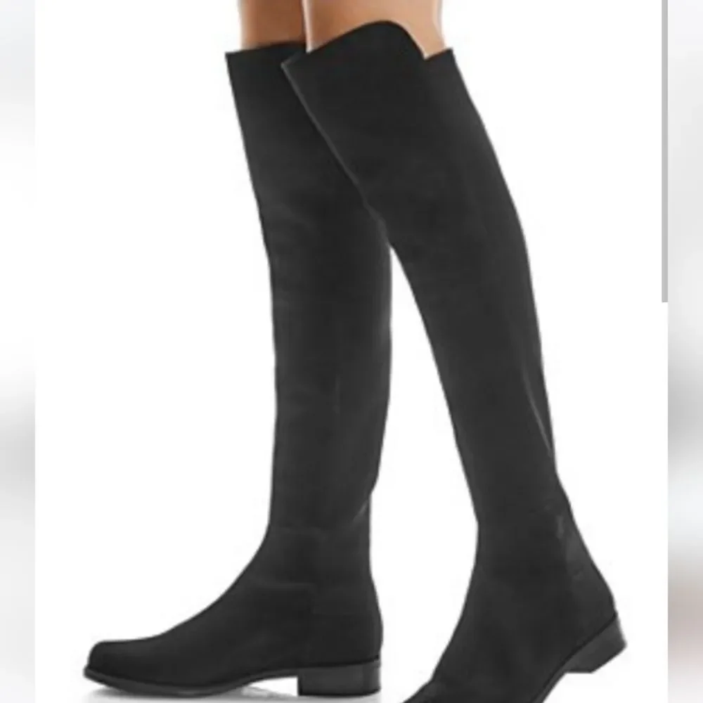 🧵Stuart Weitzman 50/50 Over-The-Knee Suede + Stretch Boot Black Size 7M